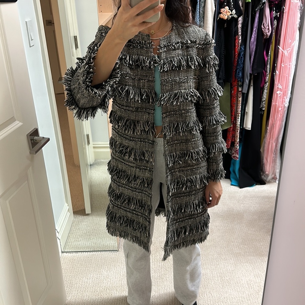 Intermix fringe pattern jacket